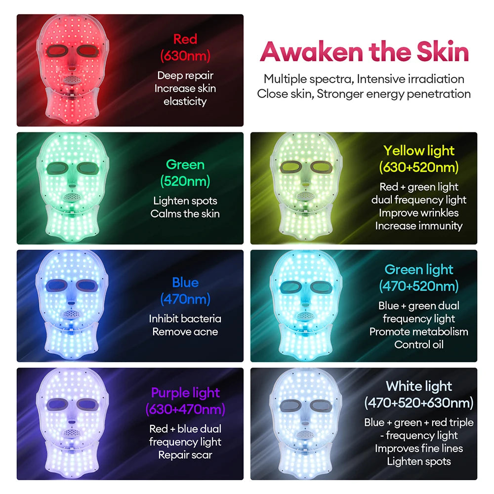 Wireless 7-Color LED Face & Neck Mask